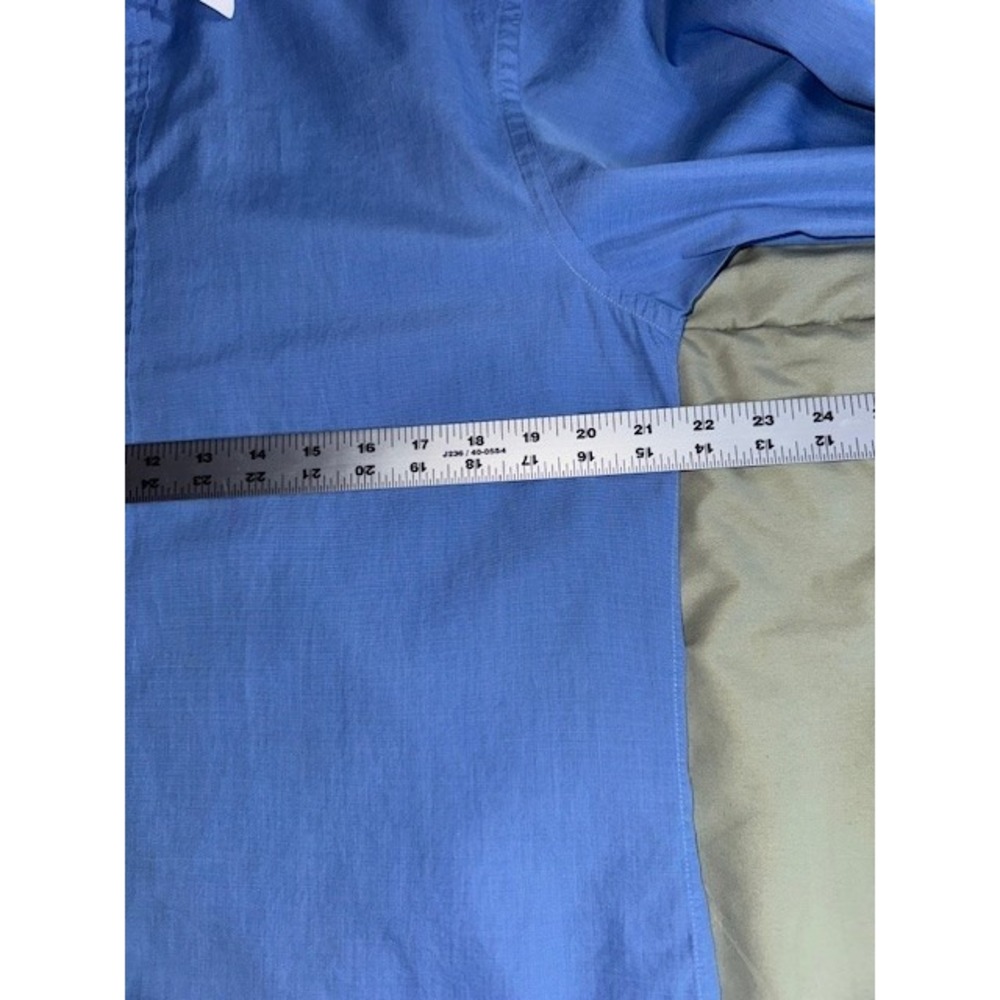 Paul Stuart Mens Shirt 15 1/2 36 M Solid Blue White Collar French Cuff Button Up - Picture 9 of 11